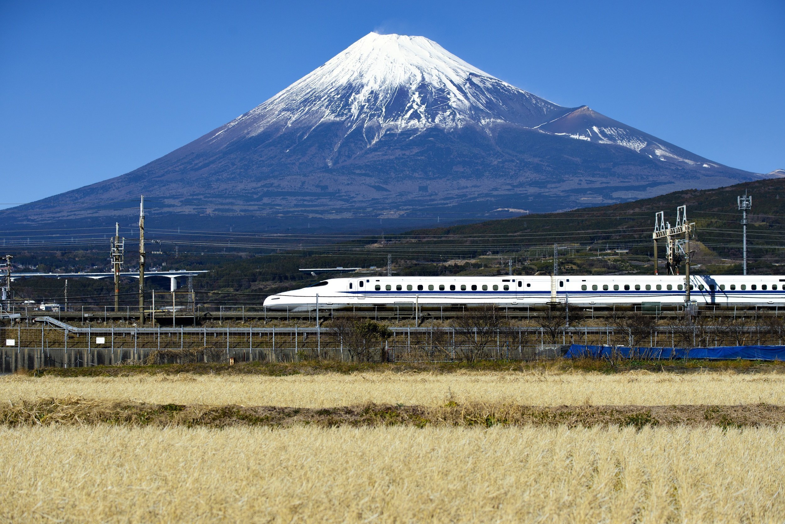 Shinkansen Passing Mount Fuji