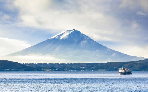 Cruise On Lake Kawaguchi With Mount Fuji In The Background