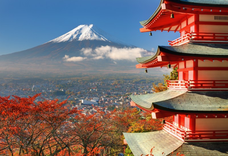 10 Day Best Of Japan Private Tour Package - Mt. Fuji Viewed From Behind Chureito Pagoda.