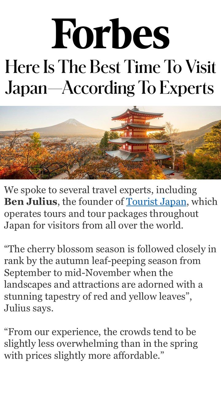 Forbes Best Time To Visit Japan Tourist Japan Ben Julius