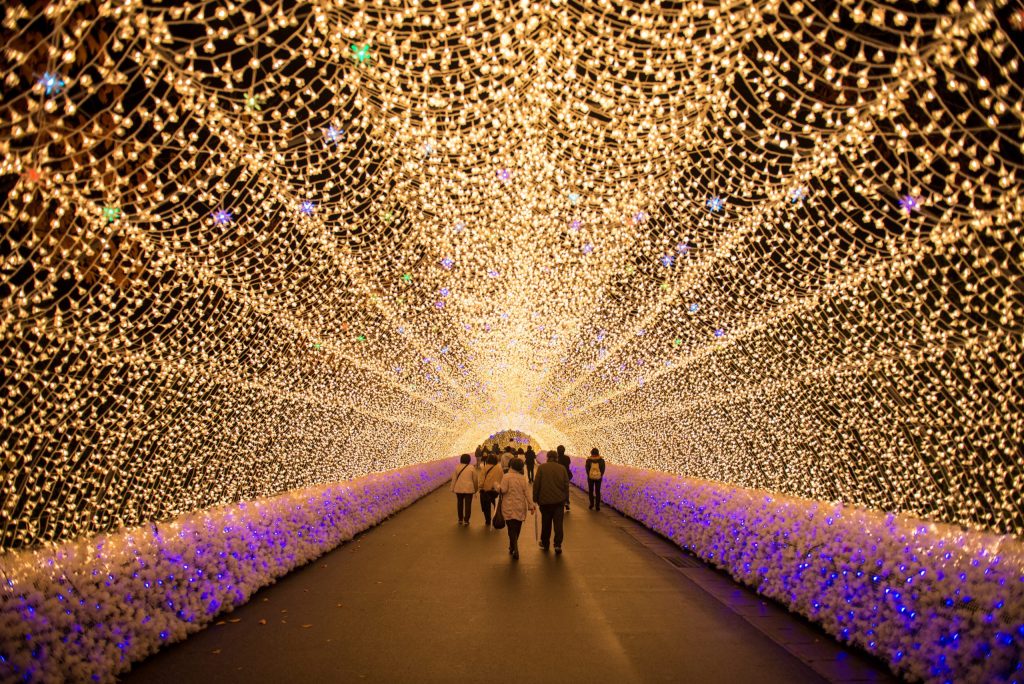 Nagoya Japan Nabana No Sato Garden At Night In Winter Scaled