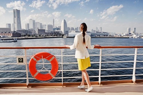 Tourist On Cruise Liner Tokyo Port